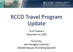 RCCD Travel Program Update